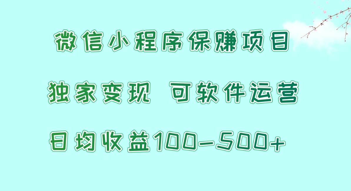 微信小程序保赚项目，日均收益100~500+，独家变现，可软件运营副业基地_极客搞钱_中创网_福缘网_冒泡网_资源整合平台副业基地