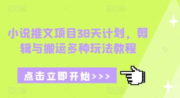 小说推文项目38天计划，剪辑与搬运多种玩法教程副业基地_极客搞钱_中创网_福缘网_冒泡网_资源整合平台副业基地