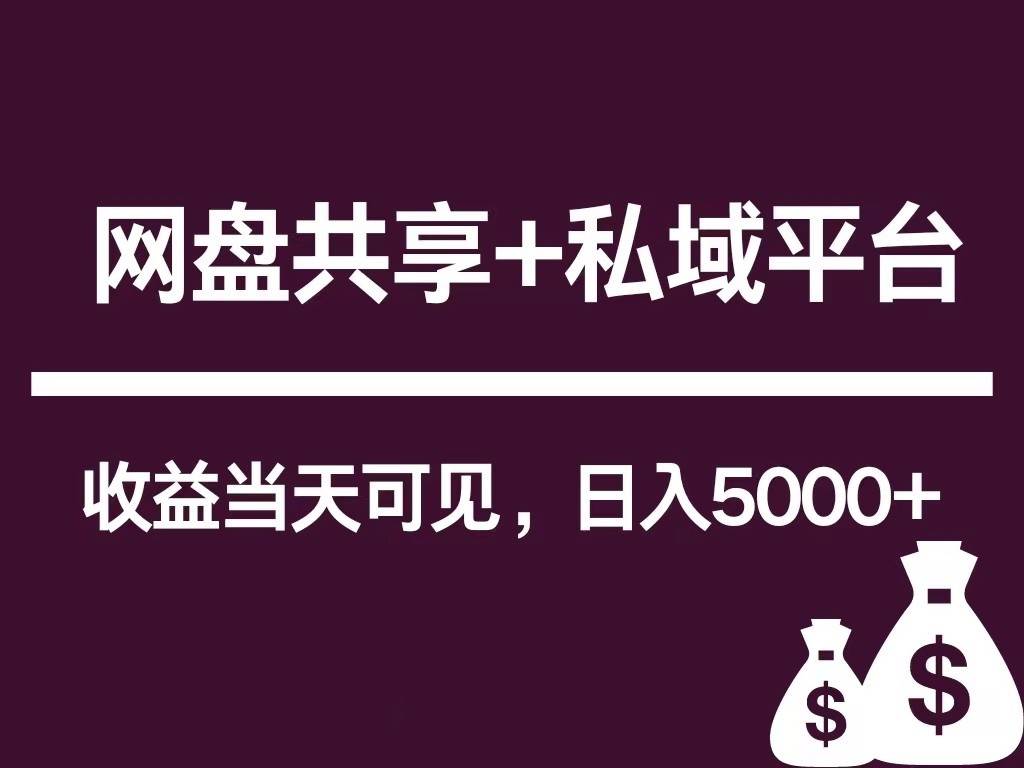 新用户推荐网盘共享+私域平台，无需粉丝即可轻松起号，收益当天可见，单日已破5000+副业基地_极客搞钱_中创网_福缘网_冒泡网_资源整合平台副业基地