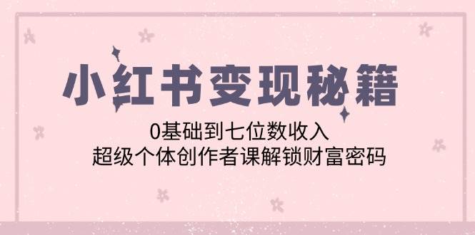 小红书变现秘籍：0基础到七位数收入，超级个体创作者课解锁财富密码副业基地_极客搞钱_中创网_福缘网_冒泡网_资源整合平台副业基地