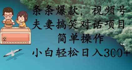 条条爆款，视频号夫妻搞笑对话项目，简单操作，小白轻松日入3张+副业基地_极客搞钱_中创网_福缘网_冒泡网_资源整合平台副业基地