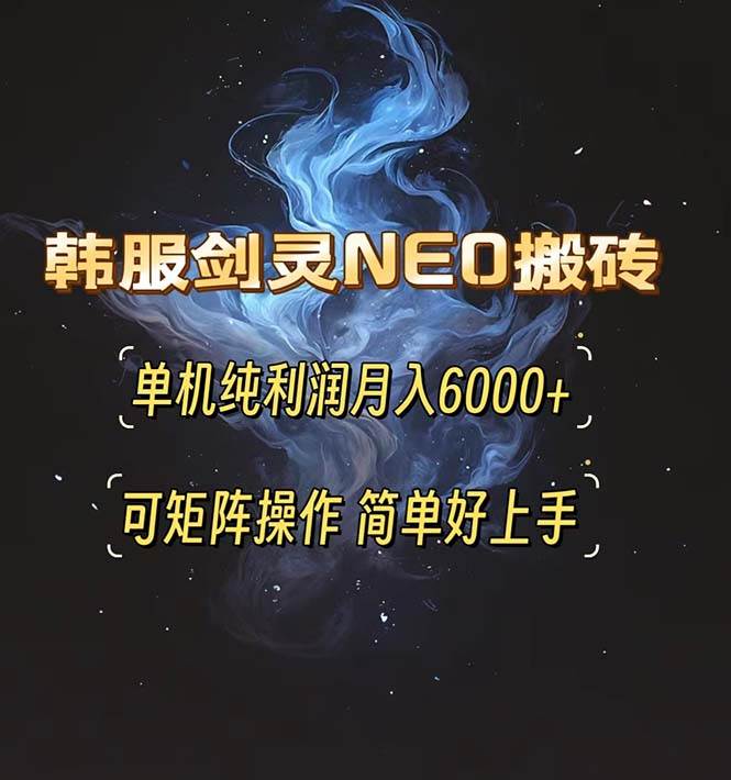 （13435期）韩服剑灵NEO搬砖攻略，单机纯利润月入6000+ 可矩阵操作，简单好上手。副业基地_极客搞钱_中创网_福缘网_冒泡网_资源整合平台副业基地