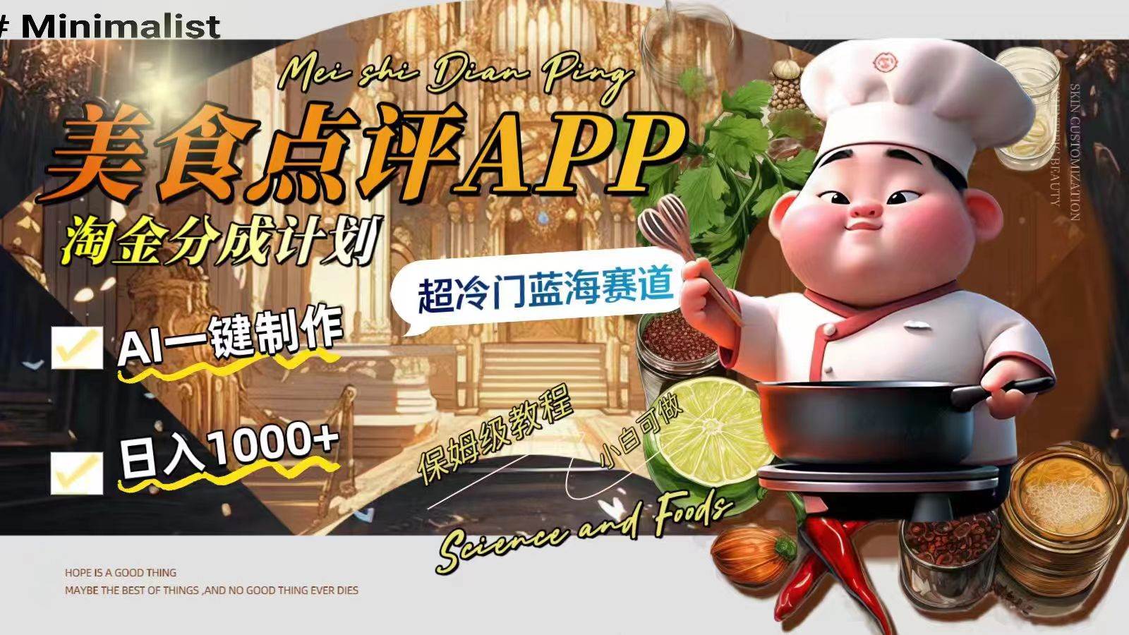 （8153期）日入1000+的美食点评APP淘金分成计划，AI一键制作，超冷门蓝海赛道副业基地_极客搞钱_中创网_福缘网_冒泡网_资源整合平台副业基地