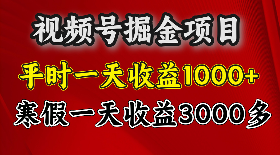 视频号掘金项目，寒假一天收益3000多副业基地_极客搞钱_中创网_福缘网_冒泡网_资源整合平台副业基地