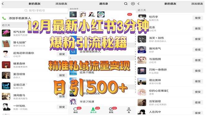 （13653期）12月最新小红书3分钟爆粉引流秘籍 精准私域流量变现 日引500+副业基地_极客搞钱_中创网_福缘网_冒泡网_资源整合平台副业基地