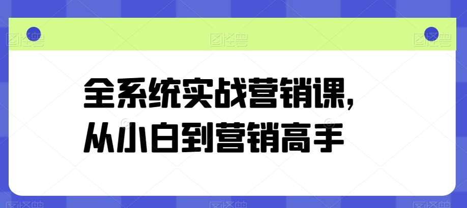 全系统实战营销课，从小白到营销高手副业基地_极客搞钱_中创网_福缘网_冒泡网_资源整合平台副业基地