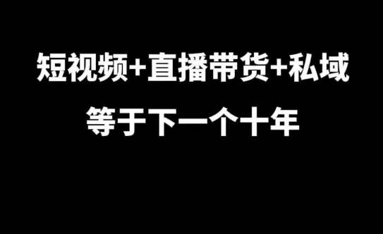 短视频+直播带货+私域等于下一个十年，大佬7年实战经验总结副业基地_极客搞钱_中创网_福缘网_冒泡网_资源整合平台副业基地