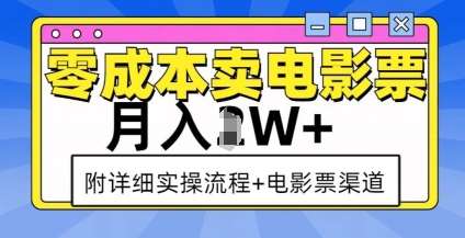 零成本卖电影票，月入过W+，实操流程+渠道副业基地_极客搞钱_中创网_福缘网_冒泡网_资源整合平台副业基地