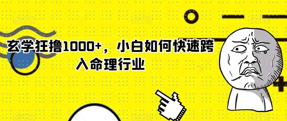 玄学狂撸1000+，小白如何快速跨入命理行业【揭秘】副业基地_极客搞钱_中创网_福缘网_冒泡网_资源整合平台副业基地