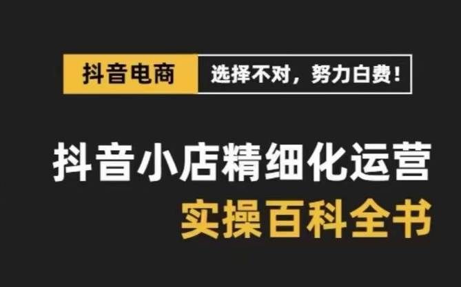 （8380期）抖音小店 精细化运营-百科全书，保姆级运营实战讲解（28节课）副业基地_极客搞钱_中创网_福缘网_冒泡网_资源整合平台副业基地