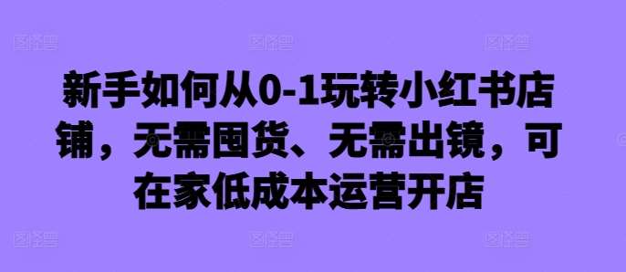 新手如何从0-1玩转小红书店铺，无需囤货、无需出镜，可在家低成本运营开店副业基地_极客搞钱_中创网_福缘网_冒泡网_资源整合平台副业基地