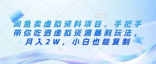 闲鱼卖虚拟资料项目，手把手带你吃透虚拟资源暴利玩法，月入2W，小白也能复制副业基地_极客搞钱_中创网_福缘网_冒泡网_资源整合平台副业基地
