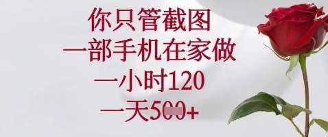 你只管截图，一部手机在家做，苹果安卓都可以，一小时120，一天5张+【揭秘】副业基地_极客搞钱_中创网_福缘网_冒泡网_资源整合平台副业基地