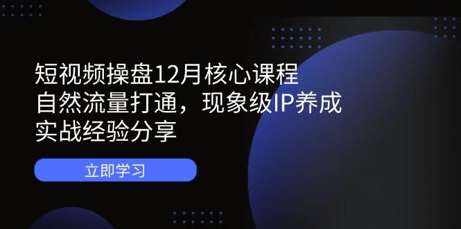 （14447期）短视频操盘12月核心课程：自然流量打通，现象级IP养成，实战经验分享副业基地_极客搞钱_中创网_福缘网_冒泡网_资源整合平台副业基地