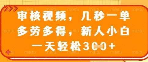 最新审核视频，几秒一单，多劳多得，新人小白一天轻松3张【揭秘】副业基地_极客搞钱_中创网_福缘网_冒泡网_资源整合平台副业基地