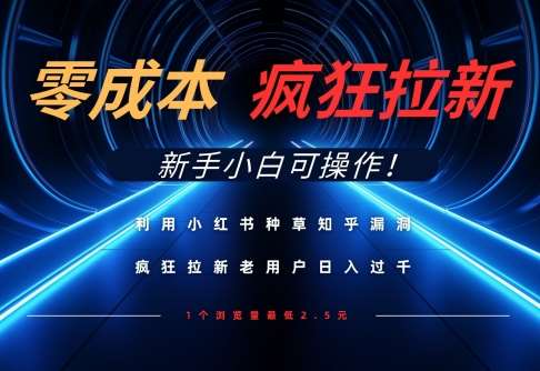 利用小红书种草知乎漏洞，零成本疯狂拉新日入数张，新手小白可操作副业基地_极客搞钱_中创网_福缘网_冒泡网_资源整合平台副业基地