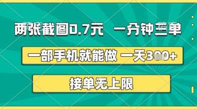 两张截图0.7元，一分钟三单，接单无上限，一部手机就能做，一天5张+【揭秘】副业基地_极客搞钱_中创网_福缘网_冒泡网_资源整合平台副业基地