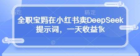 全职宝妈在小红书卖DeepSeek提示词，一天收益1k副业基地_极客搞钱_中创网_福缘网_冒泡网_资源整合平台副业基地