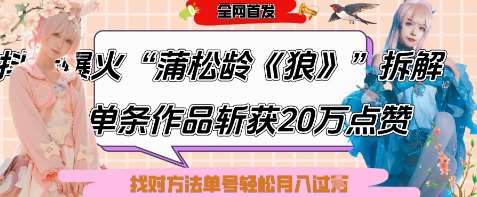 爆火“蒲松龄《狼》”实战拆解，仅6条作品涨粉24W，单条作品收获20W点赞，找对方法轻松起号月入过W副业基地_极客搞钱_中创网_福缘网_冒泡网_资源整合平台副业基地