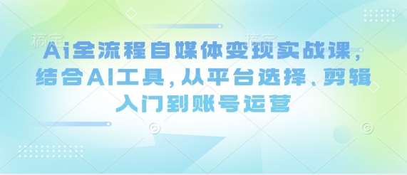 Ai全流程自媒体变现实战课，结合AI工具，从平台选择、剪辑入门到账号运营副业基地_极客搞钱_中创网_福缘网_冒泡网_资源整合平台副业基地