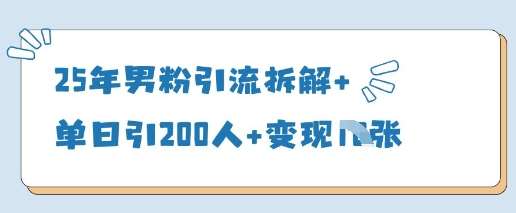 25年男粉引流拆解+单日引200人+变现多张副业基地_极客搞钱_中创网_福缘网_冒泡网_资源整合平台副业基地
