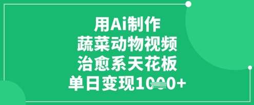 用Ai制作蔬菜动物视频，治愈系天花板，单日变现1k副业基地_极客搞钱_中创网_福缘网_冒泡网_资源整合平台副业基地
