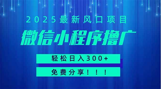 （14375期）微信小程序撸广，最新风口项目，日入300+ 免费分享 可批量操作 小白可…副业基地_极客搞钱_中创网_福缘网_冒泡网_资源整合平台副业基地