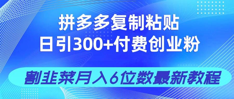 （14232期）拼多多复制粘贴日引300+付费创业粉，割韭菜月入6位数最新教程！副业基地_极客搞钱_中创网_福缘网_冒泡网_资源整合平台副业基地