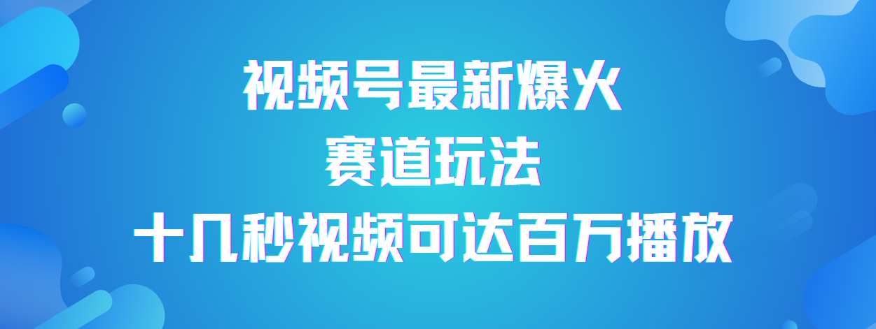 视频号最新爆火赛道玩法，流量巨大，视频制作简单，轻松月入数万副业基地_极客搞钱_中创网_福缘网_冒泡网_资源整合平台副业基地