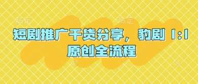 短剧推广干货分享，豹剧 1:1原创全流程副业基地_极客搞钱_中创网_福缘网_冒泡网_资源整合平台副业基地