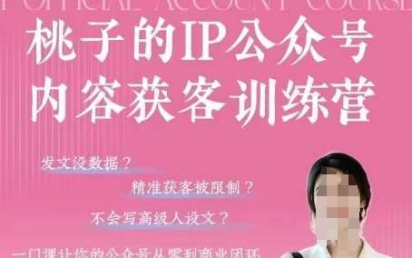 桃子IP公众号内容获客训练营(第3期)，一门让你公众号从0到商业闭环的课程副业基地_极客搞钱_中创网_福缘网_冒泡网_资源整合平台副业基地