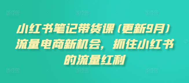 小红书笔记带货课(更新25年5月)流量电商新机会，抓住小红书的流量红利副业基地_极客搞钱_中创网_福缘网_冒泡网_资源整合平台副业基地