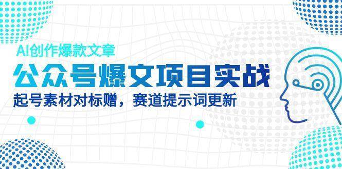 公众号爆文项目实战，AI创作爆款文章，起号素材对标赠（附赛道AI提示词）副业基地_极客搞钱_中创网_福缘网_冒泡网_资源整合平台副业基地