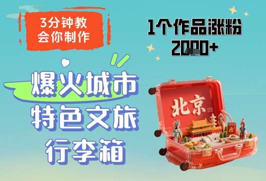 3分钟教会你，制作爆火城市特色文旅行李箱，1个作品涨粉2000+副业基地_极客搞钱_中创网_福缘网_冒泡网_资源整合平台副业基地