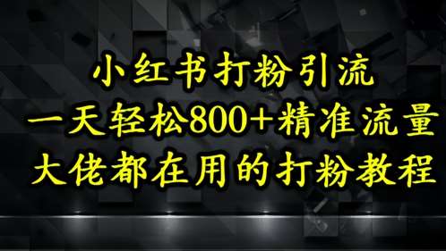 小红书打粉引流，一天轻松500+精准流量，大佬都在用的打粉教程副业基地_极客搞钱_中创网_福缘网_冒泡网_资源整合平台副业基地