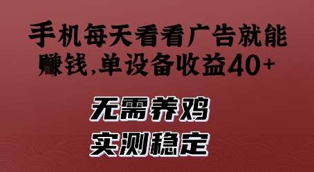 手机每天看看广告就能挣钱，单设备收益40+，无需养鸡，实测稳定【揭秘】副业基地_极客搞钱_中创网_福缘网_冒泡网_资源整合平台副业基地