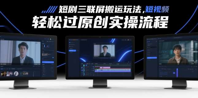 短剧三联屏搬运玩法，短剧搬运轻松过原创实操流程副业基地_极客搞钱_中创网_福缘网_冒泡网_资源整合平台副业基地
