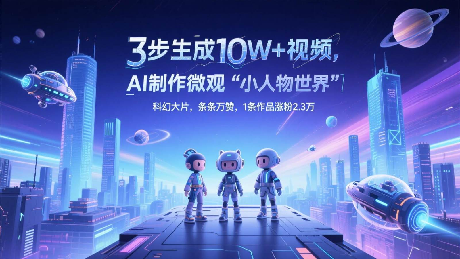 三步生成10W+视频，AI制作微观“小人物世界”科幻大片，条条万赞，1条作品涨粉2.3万副业基地_极客搞钱_中创网_福缘网_冒泡网_资源整合平台副业基地