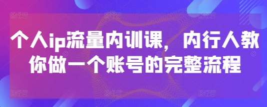 个人ip流量内训课，内行人教你做一个账号的完整流程副业基地_极客搞钱_中创网_福缘网_冒泡网_资源整合平台副业基地